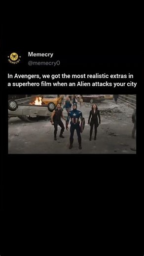 In the Avenger, when aliens attack this is the most genuine reaction