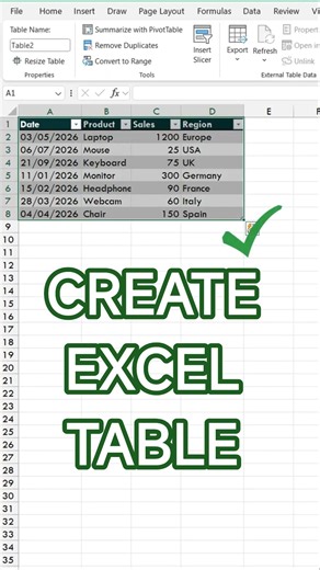 How to Make a Table in Excel