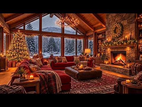 Peaceful Christmas Music by the Fire 🎄 Soft Piano Jazz & Cozy Evening Ambience for Relaxation 🔥