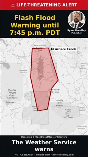 Flash Flood Warning: Furnace Creek, Death Valley, Calif., until 7:45 p.m. PDT #Shorts