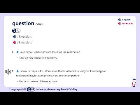 Definition of "question (noun)" from the Oxford Advanced Learner's Dictionary.