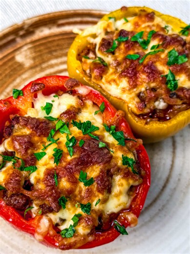 Easy Beef Stuffed Peppers Recipe with Rice & Cheese