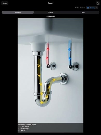 How to use AnnotateUp for iPad to markup plumbings and pipe system photos