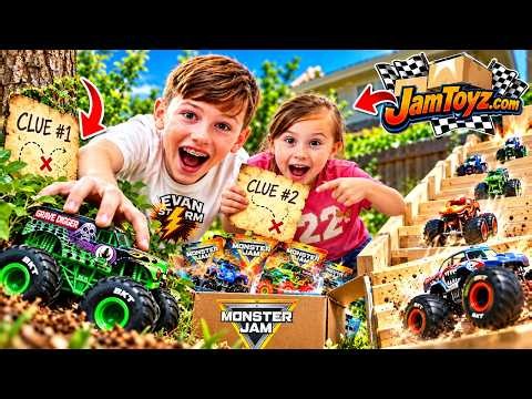 We Found Monster Trucks Hidden ALL Over Our Yard! 😱 | Evan Storm
