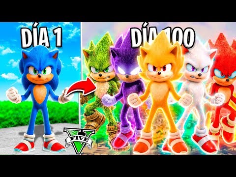 SOBREVIVÍ 100 DÍAS como TODAS LAS TRANSFORMACIONES de SONIC en GTA 5 !! (Sonic Movie mod)