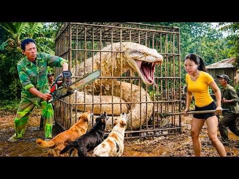 72 Hours Survival Fishing 🐍 Giant Python Attacks Farm Animals — Trapped and Set Free in the Jungle!