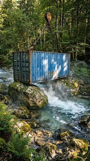 Building a Dream Container House Over a River Full Construction Process Satisfying Timelapse