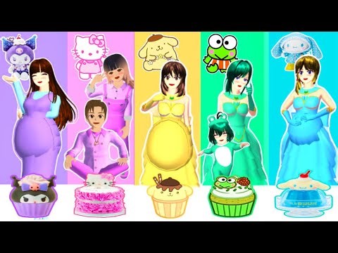 PILIH KARAKTER SANRIO MAKAN 1 WARNA BIRU PINK PASTEL!IBU HAMIL YUTA MIO SAKURA SCHOOL SIMULATOR