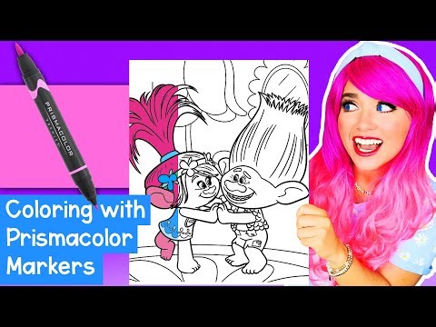 Coloring Poppy & Branch from Trolls with Prismacolor Art Markers | Creating Marker Art 🎨