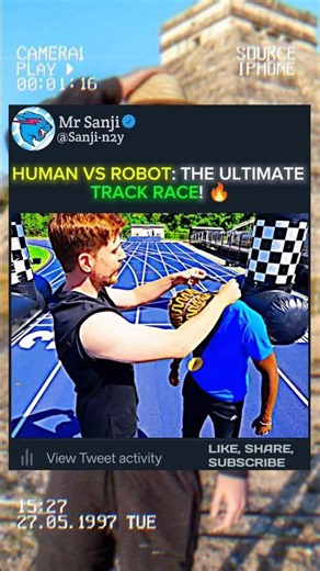 Human vs Robot: The Ultimate Track Race! 🔥 #shorts #MrBeast
