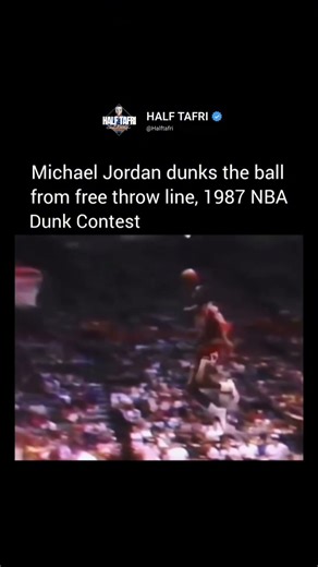 Michael Jordan's Legendary 1987 Free Throw Line Dunk! 🔥🏀 #Jordan #NBA #GOAT #Basketball #Dunk