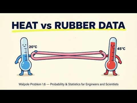 Walpole 8th Edition Problem 1.6 — Full Solution (Dot Plot, Mean, tensile strength vs heat)