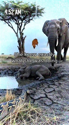 Trail Cam Catches Elephant Calculate EXACT Moment to Save Calf From Python Attack