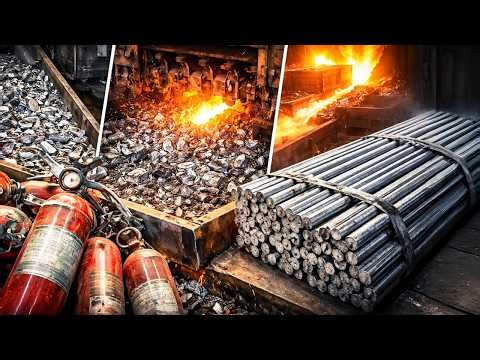 Full Factory Process | How Fire Extinguishers Are Recycled Into Steel Rods