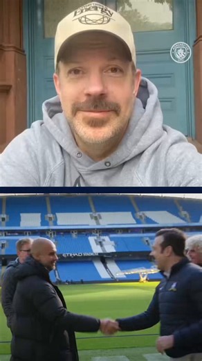 From one coach to another 🤝 Jason Sudeikis’ message of congratulations to Pep 🩵