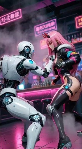 girl fighting robots
