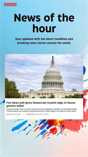 Breaking News: Fox News poll gives Democrats 5-point edge in House generic ballot #Economy