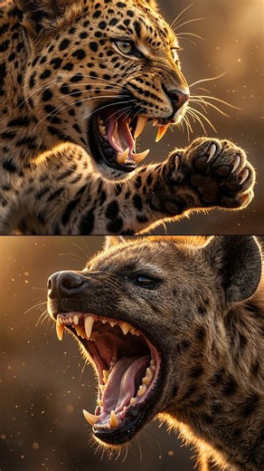 Leopard vs Hyena: 1-on-1 Fight में किसकी जीत होगी? 🐆⚔️ #animals #wildlife #wildanimals #facts