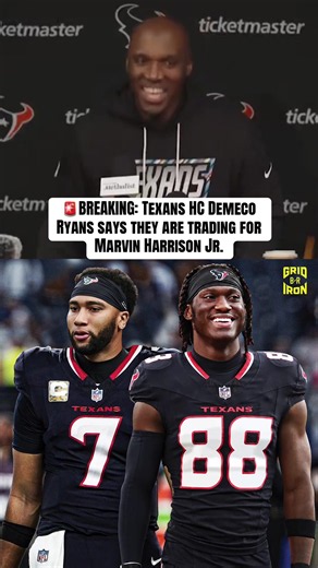 Reuniting with his former Ohio State QB 🔥 (via @Houston Texans) #nfl #nflfootball #texans #marvinharrisonjr #houstontexans