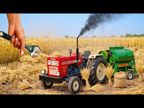 top most creative science projects | mini tractor is threshing wheat by thresher machine