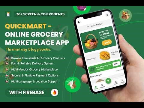 QUICKMART– Flutter Grocery App UI Kit | MultiVendor Marketplace with Firebase | FlutterFlow Template