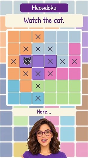 Meowdoku Tip: The Cat Can't Go Here! #meowdoku #puzzlegame #fungame #catpuzzle #meowdokuwalkthrough