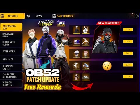 Claim OB52 Patch Update Free Rewards + New Character 📈 -FreeFire All New Changes/ FF NEW EVENT TODAY