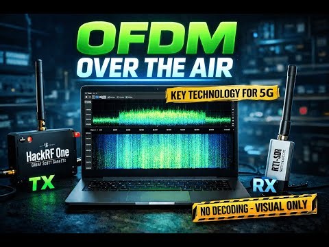 OFDM Over the Air! HackRF Transmitter → RTL-SDR + GQRX Spectrum Visualization