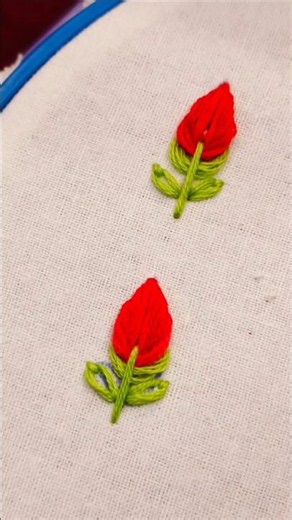 Easy Rose Bud Hand Embroidery 🌹 | Beautiful Flower Embroidery Tutorial #Shorts #trending #viral