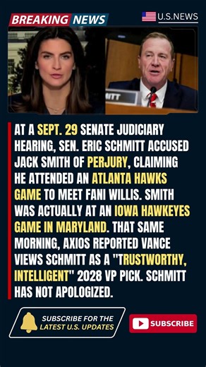 Schmitt Confused Hawks With Hawkeyes to Trap Jack Smith Axios Called Him a 2028 VP Pick That Mornin