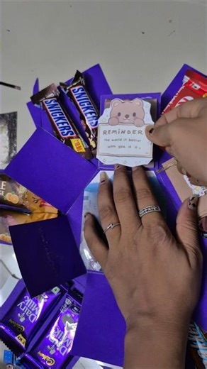 DIY - Birthday chocolate explosion box💜 || handmade surprise ideas💡 #shorts #art #diy #ytshorts