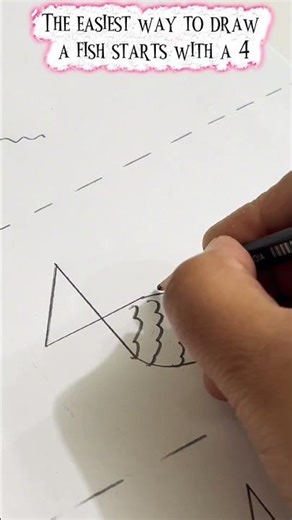 Number Drawing Art: 4 to fish tutorial #shorts #drawing