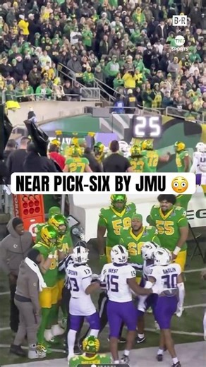 Things got chippy between No. 12 JMU and No. 5 Oregon after this near pick-six 👀