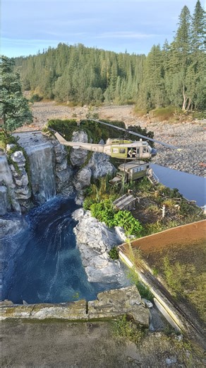 Ultra Realistic Waterfall Diorama with Bell UH 1 and 2 | DIY & Crafts