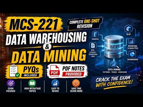 MCS-221 Data Warehousing & Data Mining One Shot | IGNOU MCA Full Revision 2026 | PYQs + Notes
