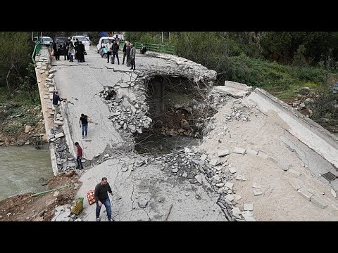 Aerial footage shows widespread destruction in southern Lebanon