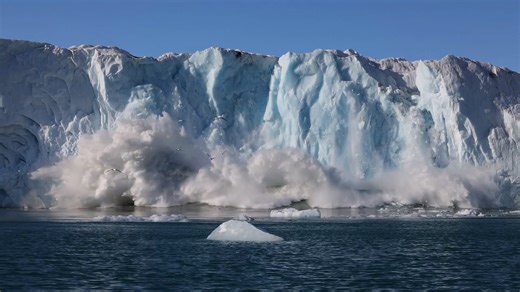 Shocking scenes show glacier crumbling into the sea