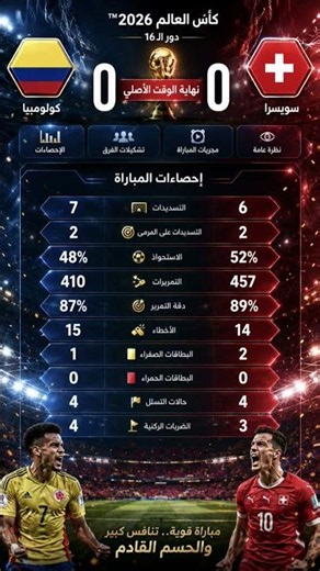 ملخص الشوط الثاني مباراة منتخب سويسرا ضد منتخب كولومبيا كأس العالم 2026 world cup