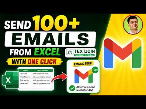Send 100+ Emails from Excel with One Click | TEXTJOIN Function Tutorial