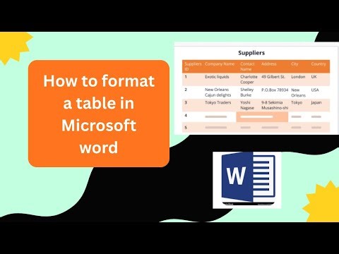 How to format a table in Microsoft word