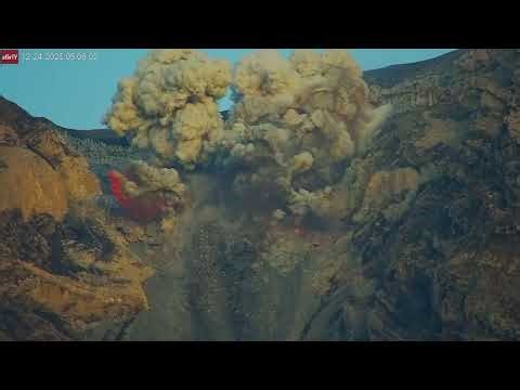 Dec 23 2025: Magma Blasts through Side of Vent Wall During Semeru Volcanic Eruption