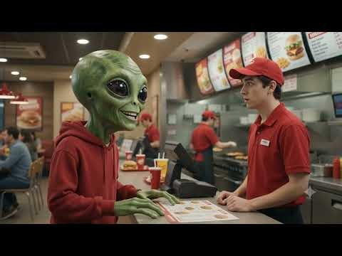 Alien orders enormous cheeseburger