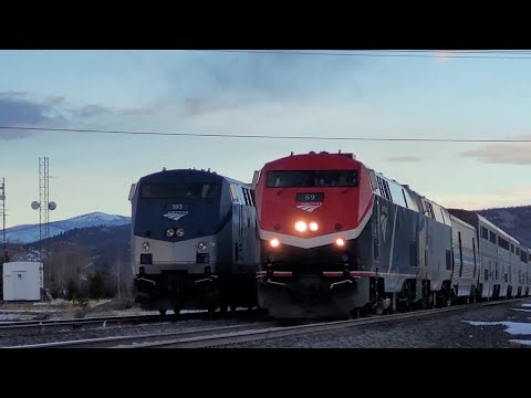Eastbound California Zephyr & 1st Winter Park Express of 2026 make their stops at Fraser, CO (WIP)