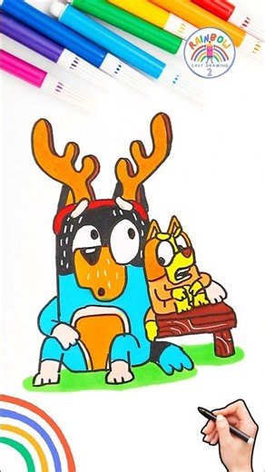 How to Draw Bluey | Draw Bluey Bingo and Bandit Wow 🌈 🐶 #bluey #cartoon #short #forkids #angry