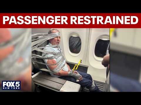 Passengers help restrain 'violent' man on flight