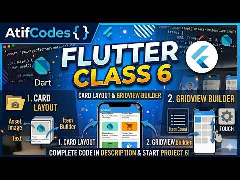 flutter class 6 video card layout grid view builder