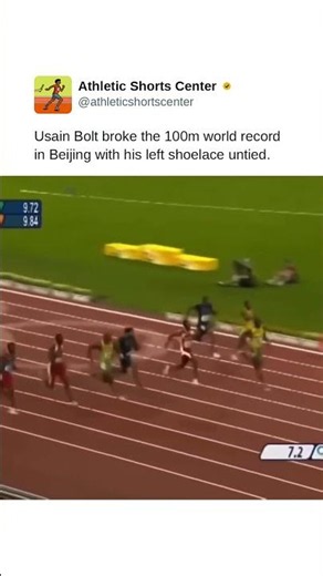 Usain Bolt broke the 100m world record in Beijing with his left shoelace untied.