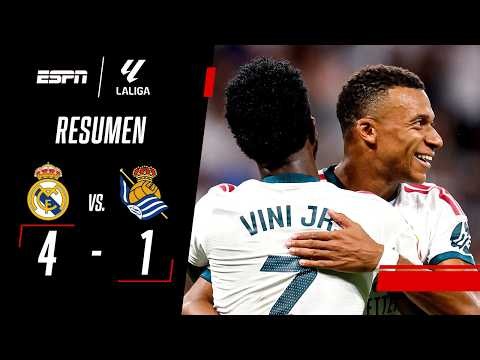 HAT-TRICK DE MBAPPÉ EN LA GOLEADA MERENGUE POR LA LIGA | Real Madrid 4-1 R. Sociedad | RESUMEN