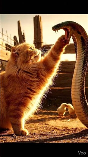 Brave Cat vs Dangerous Snake | Cat Wins the Battle #aivideo #cat #shorts #viral