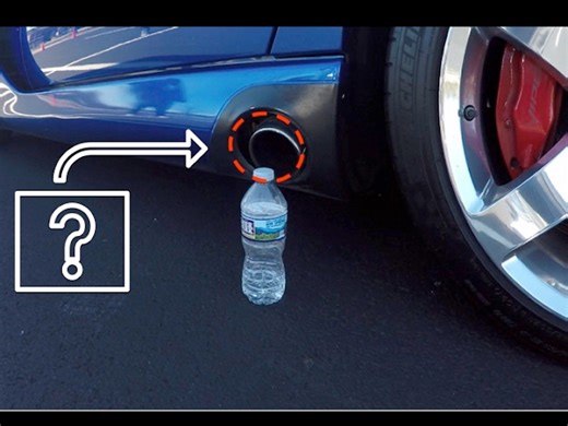 Dodge Viper SRT10 exhaust vs water bottle